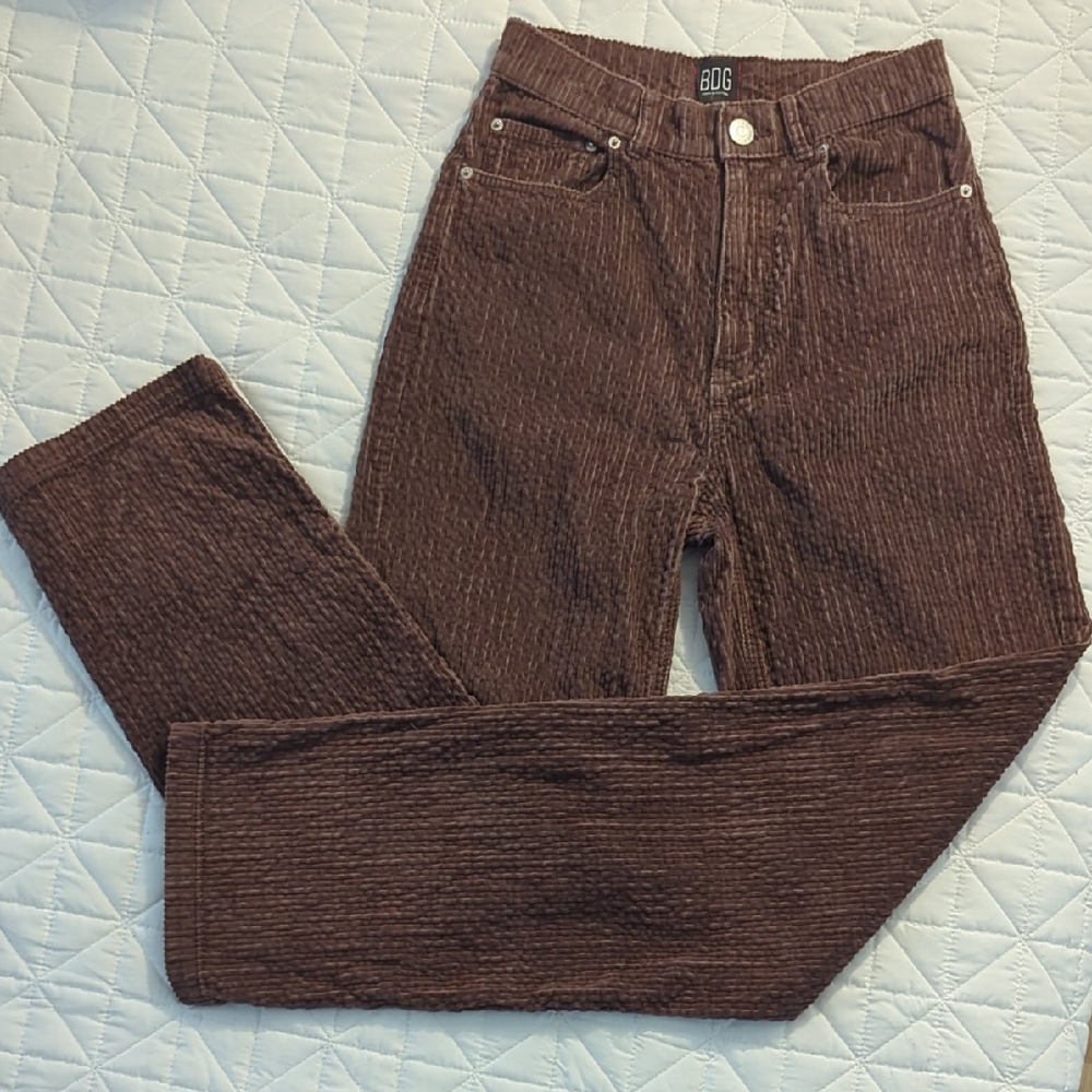 BDG Women's Dark Brown Corduroy Straight-Leg Pants